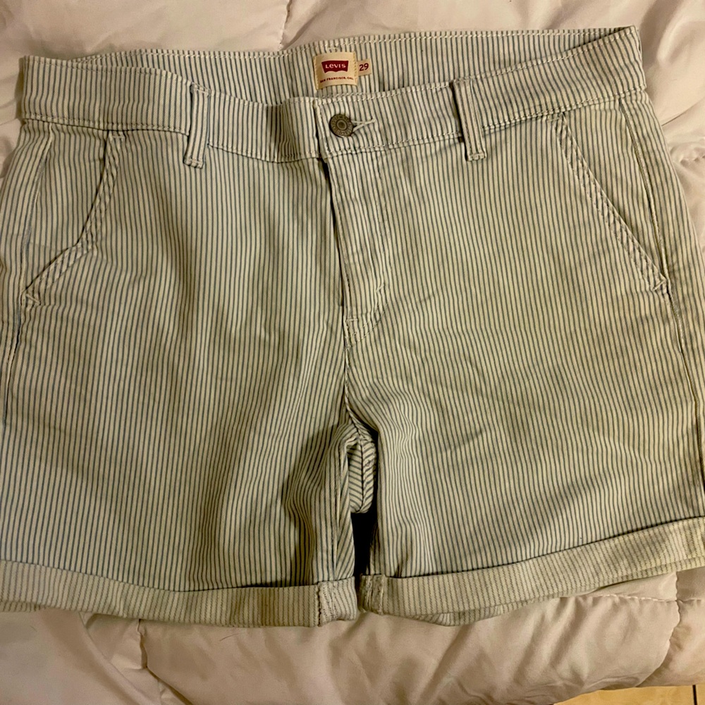 Levi striped shorts . Womens